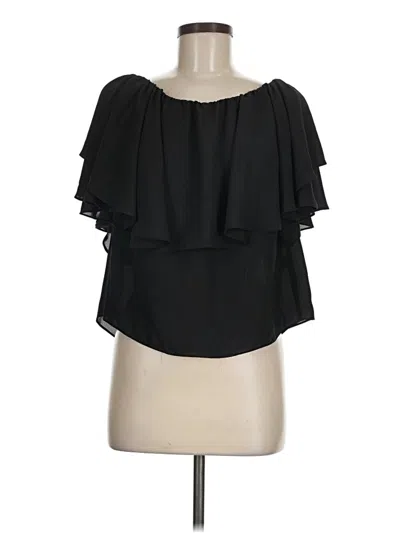 Pre-owned 1.state Short Sleeve Blouse In Black