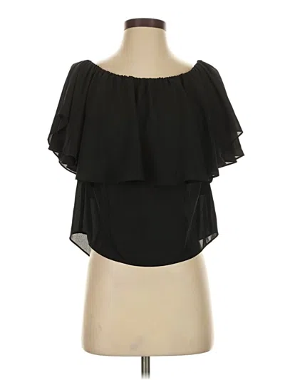Pre-owned 1.state Short Sleeve Blouse In Black