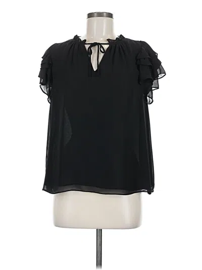 Pre-owned 1.state Short Sleeve Blouse In Black