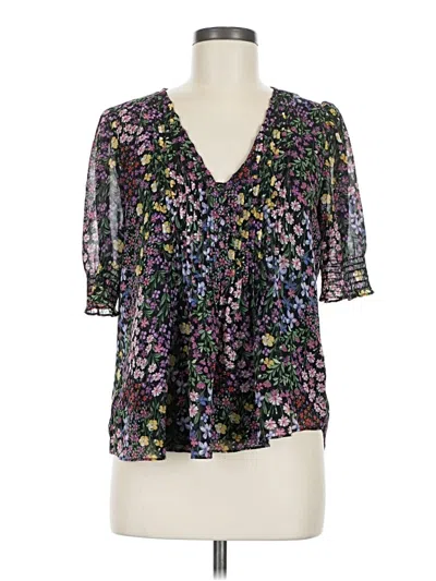 Pre-owned 1.state Short Sleeve Blouse In Black