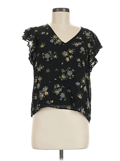 Pre-owned 1.state Short Sleeve Blouse In Black