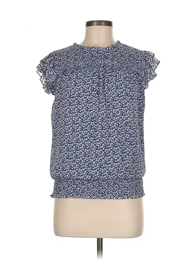 Pre-owned 1.state Short Sleeve Blouse In Blue