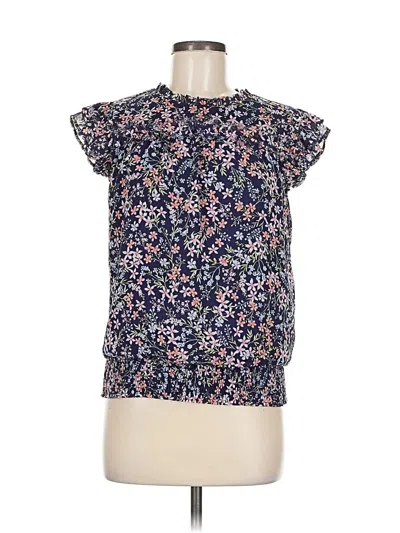 Pre-owned 1.state Short Sleeve Blouse In Blue