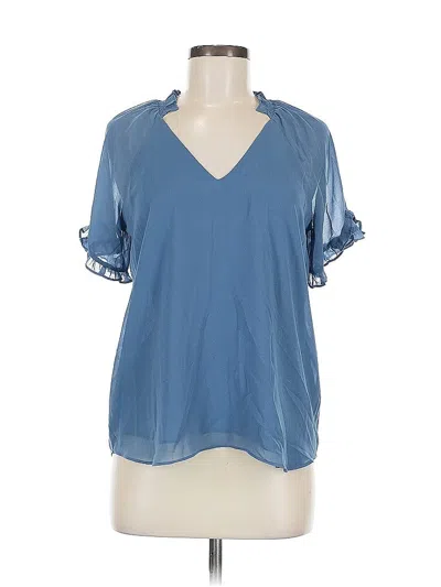 Pre-owned 1.state Short Sleeve Blouse In Blue
