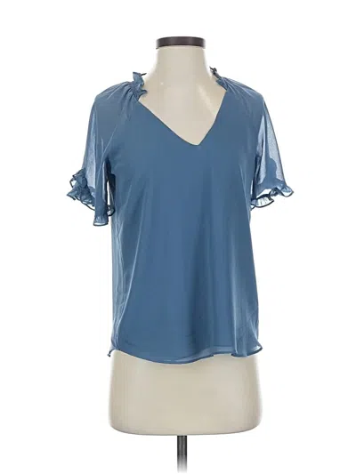 Pre-owned 1.state Short Sleeve Blouse In Blue