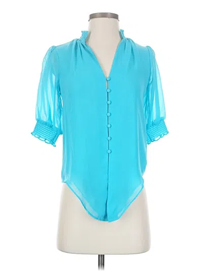 Pre-owned 1.state Short Sleeve Blouse In Blue