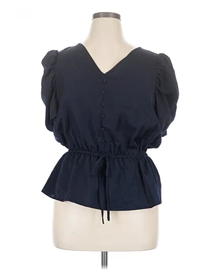 Pre-owned 1.state Short Sleeve Blouse In Blue