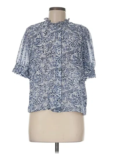 Pre-owned 1.state Short Sleeve Blouse In Blue