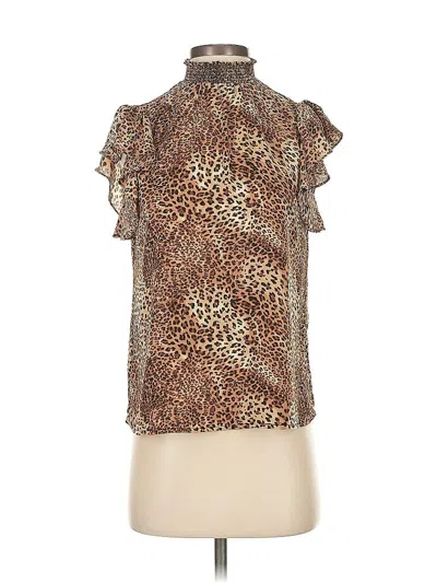 Pre-owned 1.state Short Sleeve Blouse In Brown