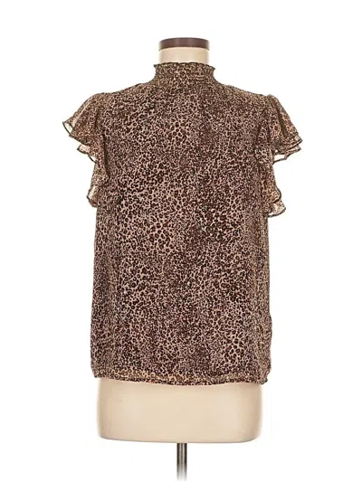 Pre-owned 1.state Short Sleeve Blouse In Brown