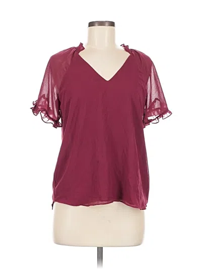 Pre-owned 1.state Short Sleeve Blouse In Burgundy