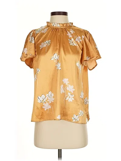 Pre-owned 1.state Short Sleeve Blouse In Gold