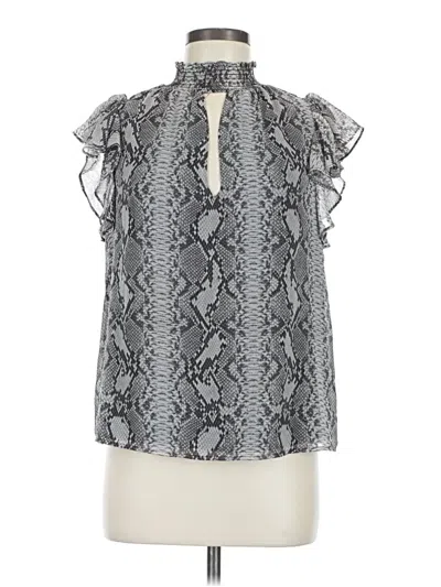 Pre-owned 1.state Short Sleeve Blouse In Gray