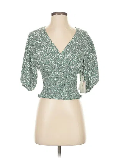 Pre-owned 1.state Short Sleeve Blouse In Green