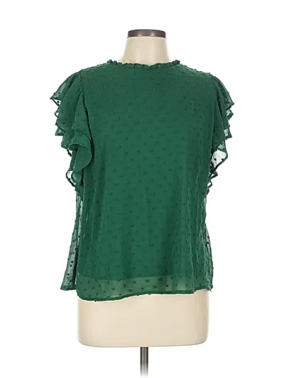 Pre-owned 1.state Short Sleeve Blouse In Green