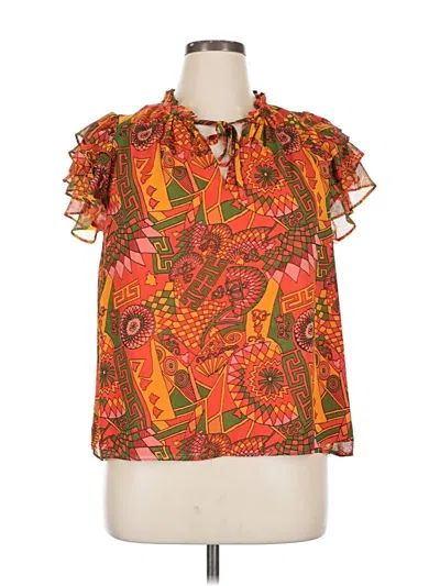Pre-owned 1.state Short Sleeve Blouse In Orange