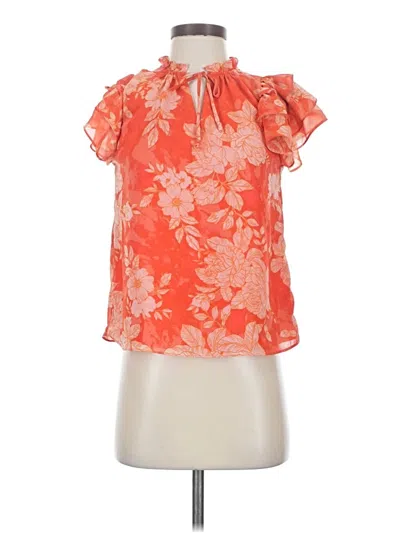 Pre-owned 1.state Short Sleeve Blouse In Orange