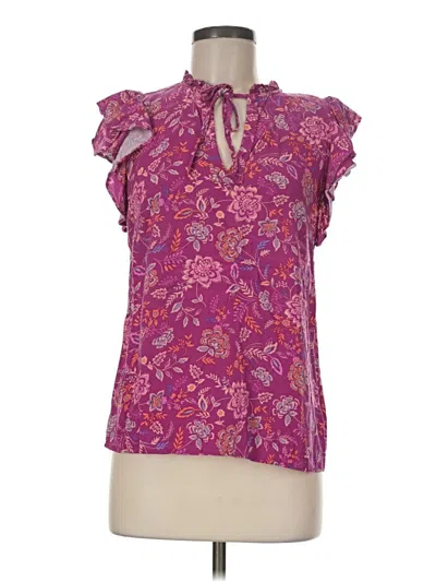 Pre-owned 1.state Short Sleeve Blouse In Purple
