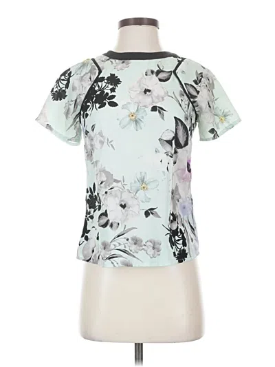 Pre-owned 1.state Short Sleeve Blouse In Silver