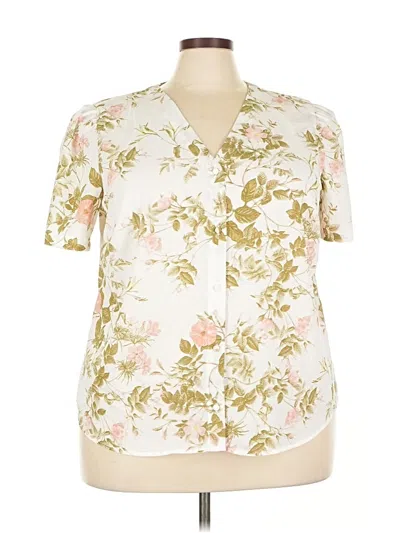 Pre-owned 1.state Short Sleeve Blouse In White