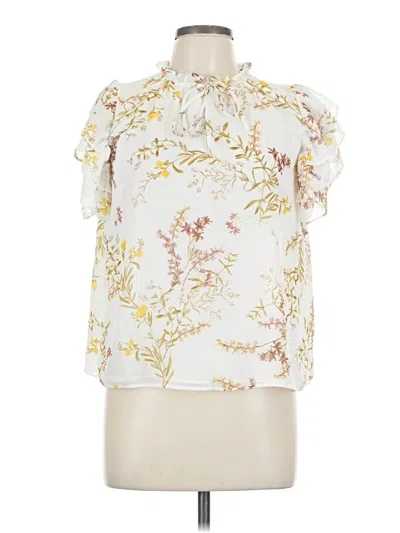 Pre-owned 1.state Short Sleeve Blouse In White
