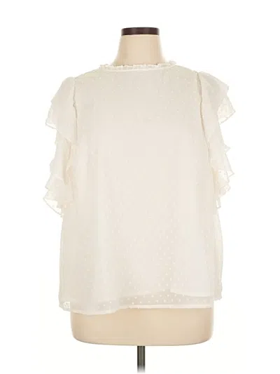 Pre-owned 1.state Short Sleeve Blouse In White