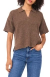 1.state Short Sleeve Johnny Collar Sweater In Brown