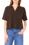 1.state Short Sleeve Johnny Collar Sweater In Brown