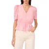 1.state Short Sleeve Peplum Shirt In Coral