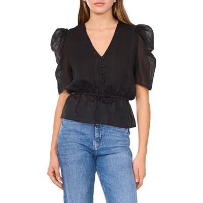 1.STATE 1.STATE SHORT SLEEVE PEPLUM SHIRT