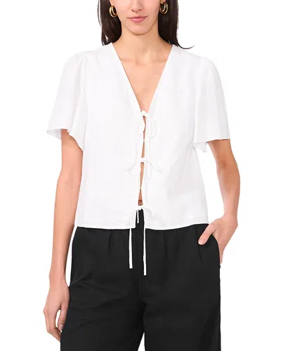 1.state Short Sleeve Tie Front Top In White