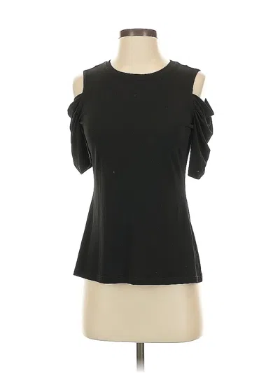 Pre-owned 1.state Short Sleeve Top Black Cold Shoulder Neckline Tops