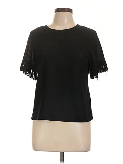 Pre-owned 1.state Short Sleeve Top Black Crew Neck Tops
