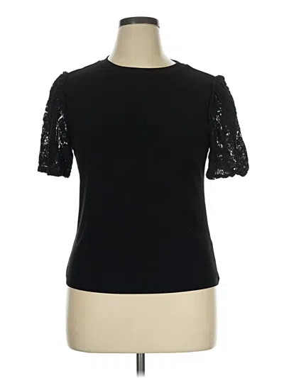 Pre-owned 1.state Short Sleeve Top Black Crew Neck Tops