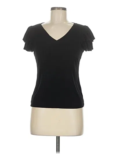 Pre-owned 1.state Short Sleeve Top Black Sweetheart Neckline Tops