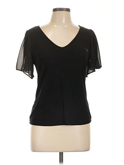 Pre-owned 1.state Short Sleeve Top Black V Neck Tops