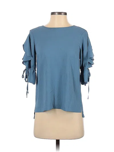 Pre-owned 1.state Short Sleeve Top Blue Cold Shoulder Neckline Tops