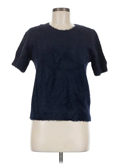 Pre-owned 1.state Short Sleeve Top Blue Crew Neck Tops