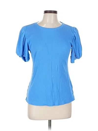 Pre-owned 1.state Short Sleeve Top Blue Sweetheart Neckline Tops
