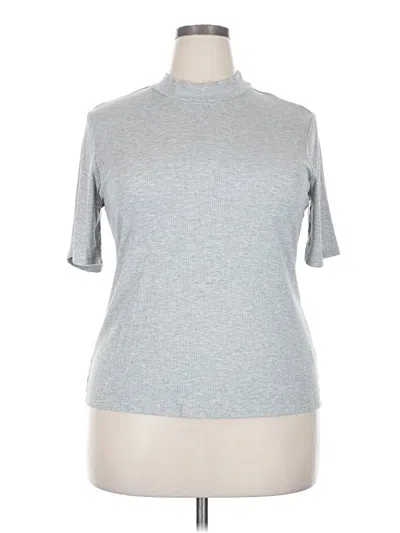 Pre-owned 1.state Short Sleeve Top Gray Mock Neckline Tops