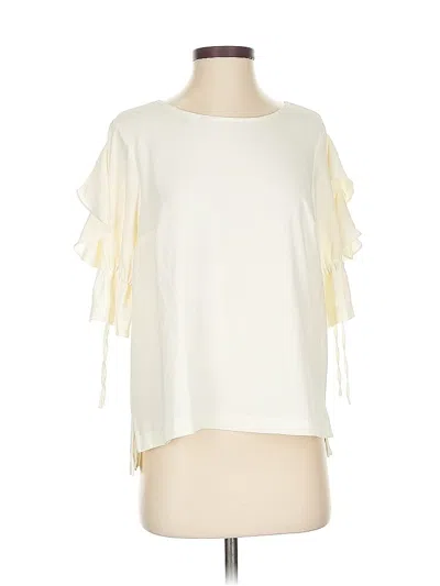 Pre-owned 1.state Short Sleeve Top Ivory Cold Shoulder Neckline Tops In White