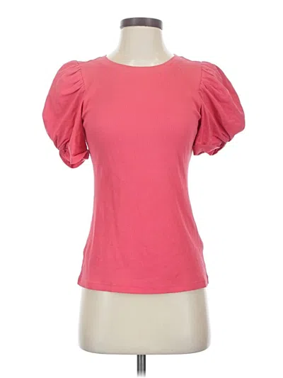 Pre-owned 1.state Short Sleeve Top Pink Crew Neck Tops