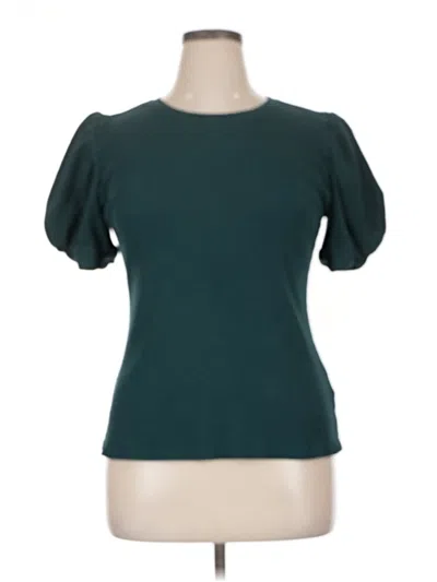 Pre-owned 1.state Short Sleeve Top Teal Keyhole Neckline Tops