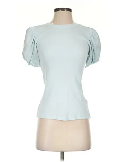 Pre-owned 1.state Short Sleeve Top Teal Sweetheart Neckline Tops In Blue