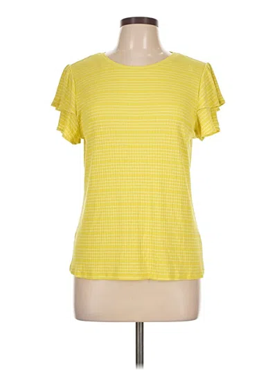 Pre-owned 1.state Short Sleeve Top Yellow Scoop Neck Tops