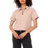 1.state Short Sleeve Twill Shirt Jacket In Brown
