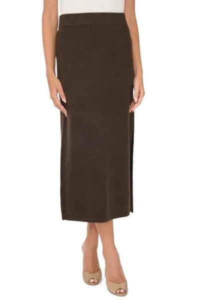 1.state Side Slit Midi Skirt In Chocolate