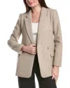 1.state Single-breasted Herringbone Wool-blend Blazer In Brown