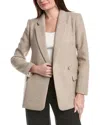 1.state Single-breasted Herringbone Wool-blend Blazer In Brown
