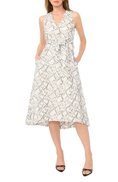 1.state Sleeveless Belted Cotton Midi Dress In White